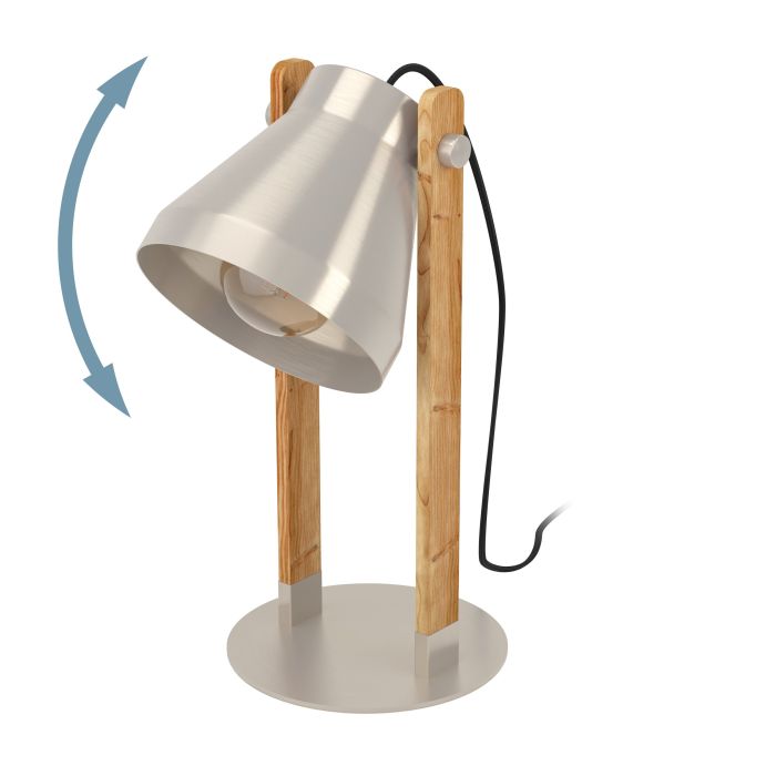 Load image into Gallery viewer, Candeeiro de Mesa com Base em Madeira Rústica e Aço CAWTON EGLO
