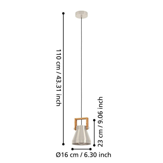 Candeeiro de teto com madeira rústica e aço CAWTON EGLO
