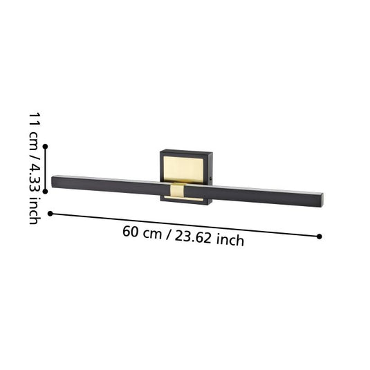 Aplique de Parede LED Preto Mate e Latão Escovado PEGUERA EGLO