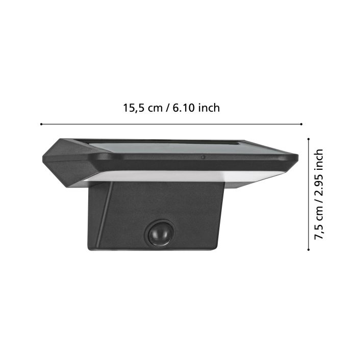 Chargez l'image dans la visionneuse de la galerie, Candeeiro de Parede Solar Exterior Preto PORRASSA EGLO
