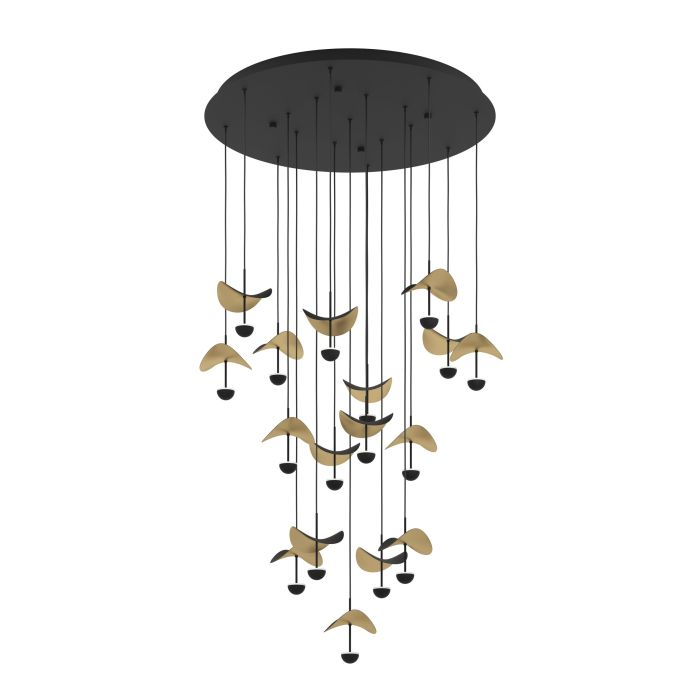 Load image into Gallery viewer, DRACERA Candeeiro de Teto LED em Aço Preto e Dourado 78 cm
