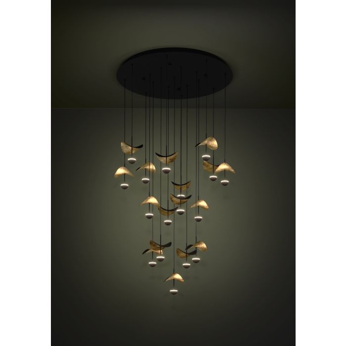 Cargue la imagen en el visor de la galería, Candeeiro de teto com LEDs e folhas douradas DRACERA EGLO
