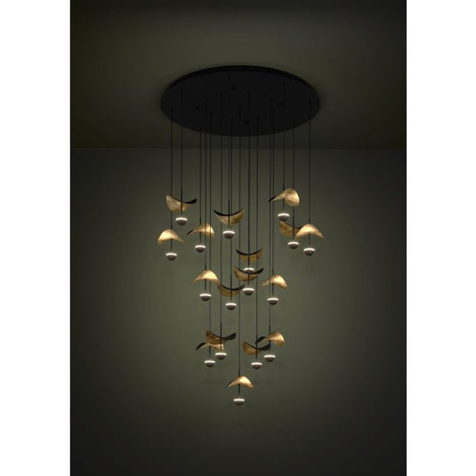 Candeeiro de teto com LEDs e folhas douradas DRACERA EGLO