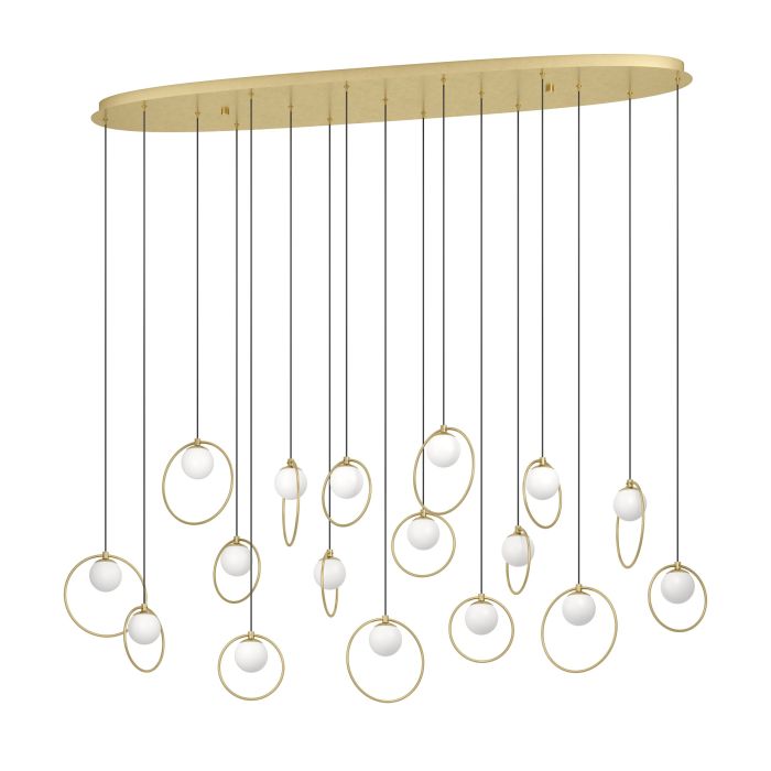 Load image into Gallery viewer, Candeeiro de teto LED com baldaquim em latão e esferas opacas PORTOCOLOM EGLO
