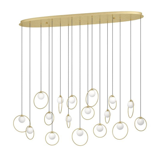 Candeeiro de teto LED com baldaquim em latão e esferas opacas PORTOCOLOM EGLO