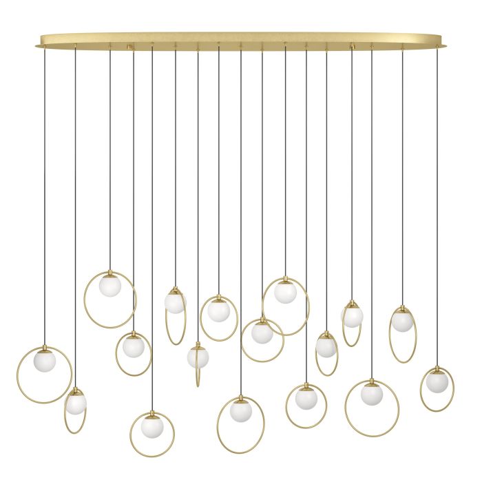 Load image into Gallery viewer, Candeeiro de teto LED com baldaquim em latão e esferas opacas PORTOCOLOM EGLO
