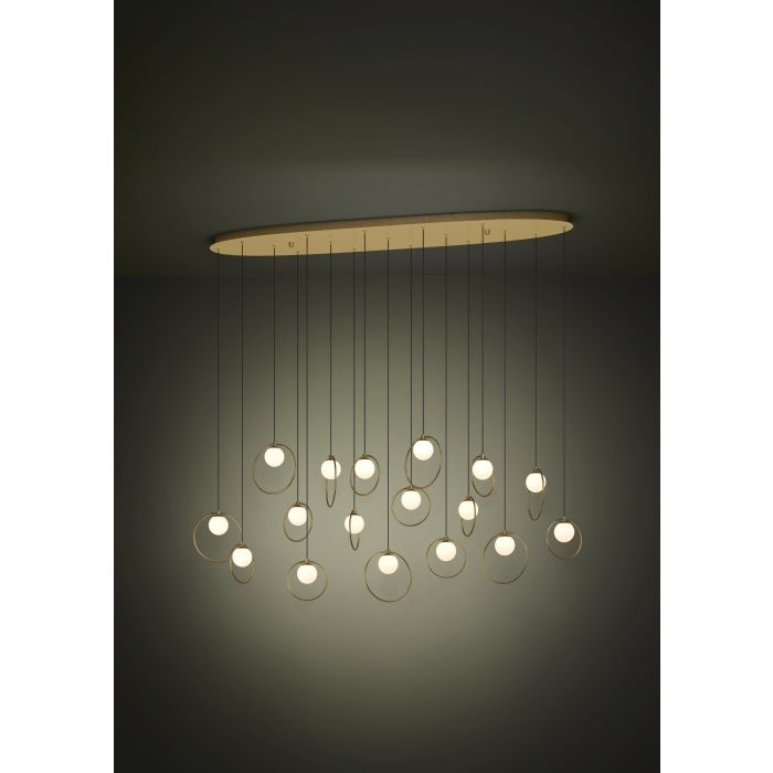Load image into Gallery viewer, Candeeiro de teto LED com baldaquim em latão e esferas opacas PORTOCOLOM EGLO
