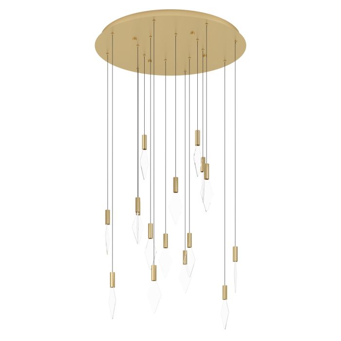 Load image into Gallery viewer, Candeeiro de teto pendente LED com baldaquim em latão e acrílico MIRADOR EGLO
