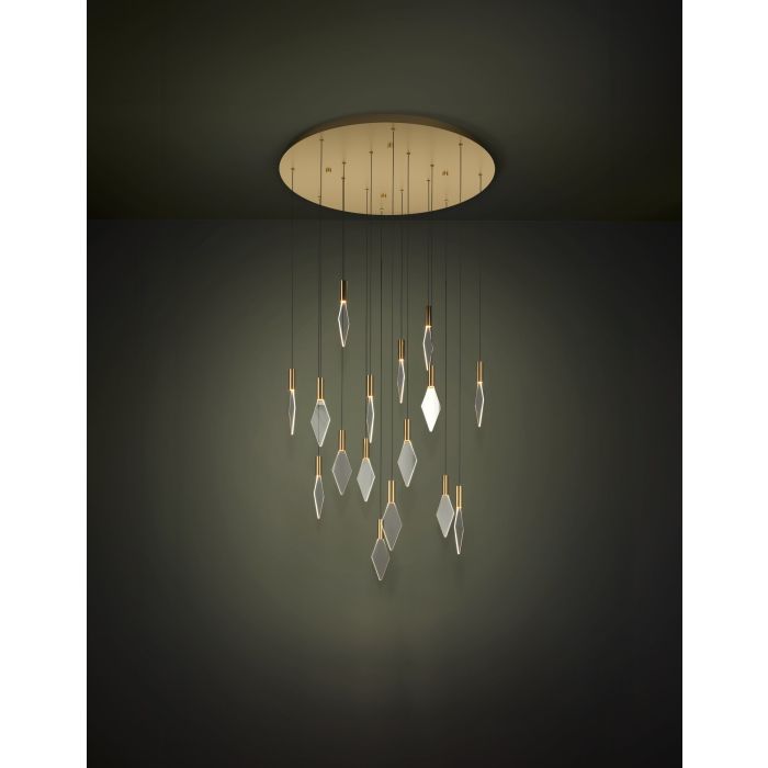 Load image into Gallery viewer, Candeeiro de teto pendente LED com baldaquim em latão e acrílico MIRADOR EGLO

