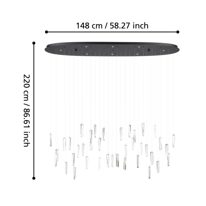 Load image into Gallery viewer, Candeeiro de teto LED com vidros lapidados e efeito cristal SARDENARA EGLO
