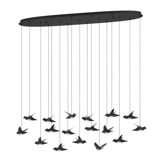 Candeeiro de teto LED com 17 pássaros em níquel-nero PARATEBUENO EGLO
