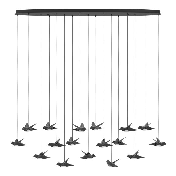 Load image into Gallery viewer, Candeeiro de teto LED com 17 pássaros em níquel-nero PARATEBUENO EGLO
