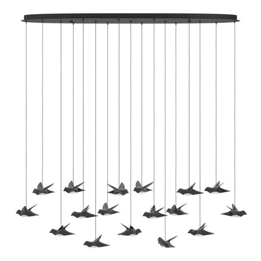 Candeeiro de teto LED com 17 pássaros em níquel-nero PARATEBUENO EGLO