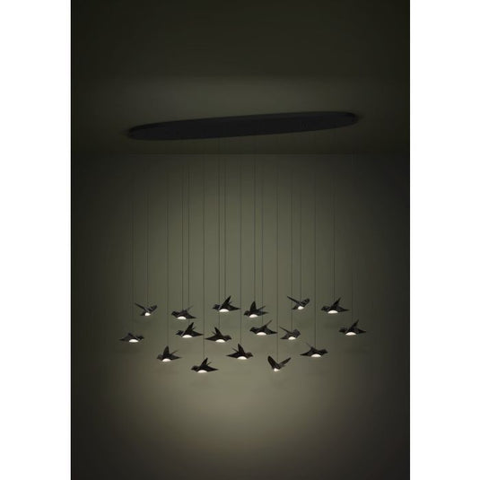 Candeeiro de teto LED com 17 pássaros em níquel-nero PARATEBUENO EGLO