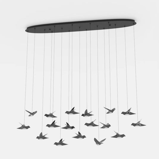 Candeeiro de teto LED com 17 pássaros em níquel-nero PARATEBUENO EGLO