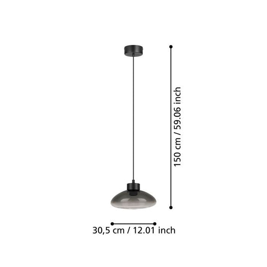 Candeeiro de teto LED preto com vidro preto-transparente SARNARRA EGLO