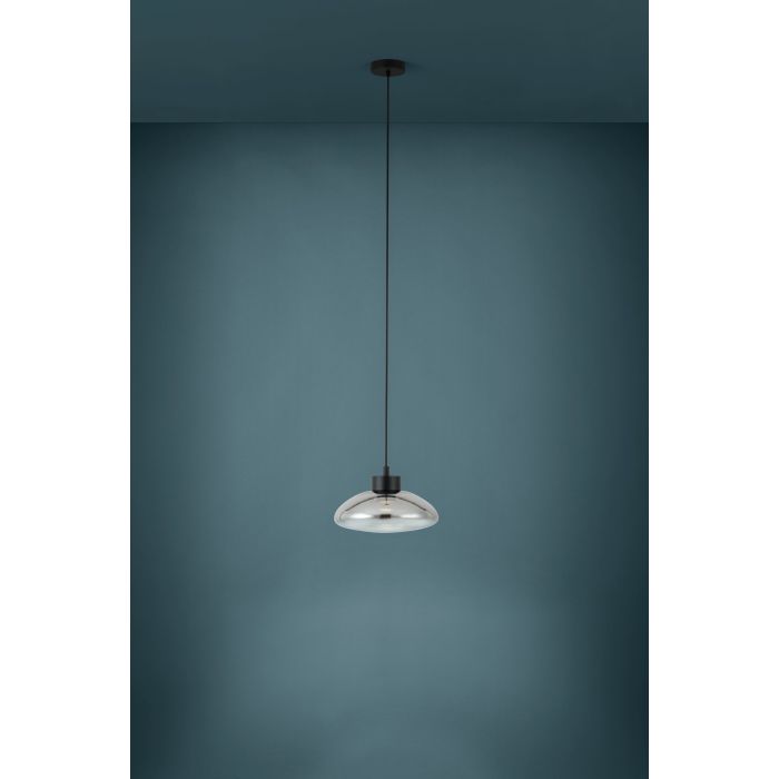 Load image into Gallery viewer, Candeeiro de teto LED preto com vidro preto-transparente SARNARRA EGLO
