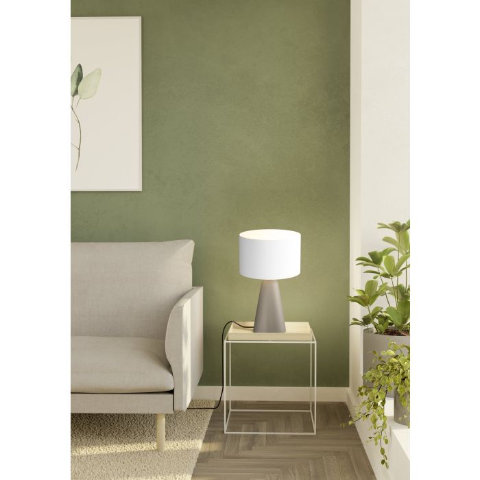 Load image into Gallery viewer, Candeeiro de Mesa em Cerâmica e Tecido Branco TOLLERIC EGLO
