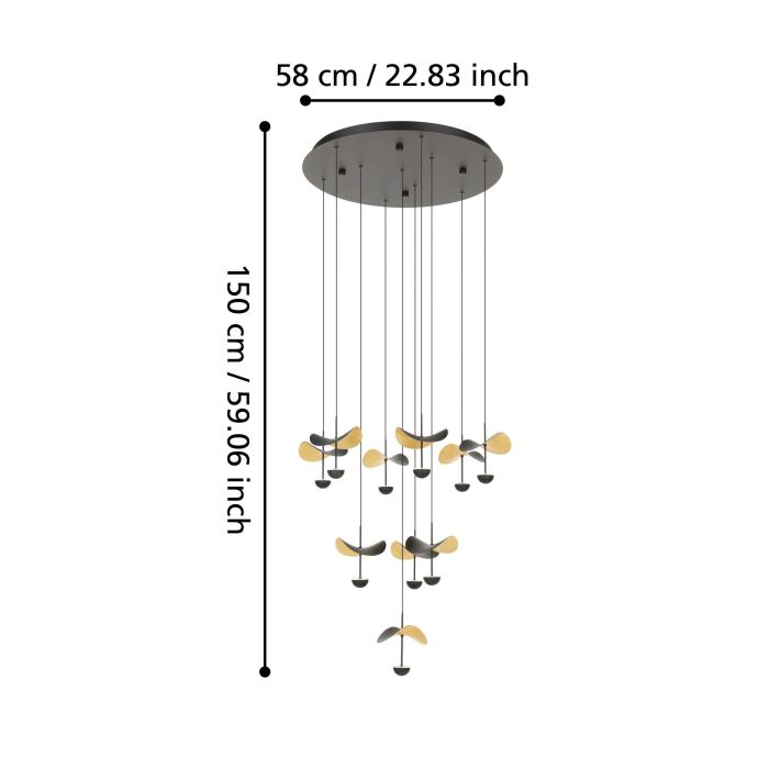 Load image into Gallery viewer, Candeeiro de teto com folhas douradas e LEDs reguláveis DRACERA EGLO
