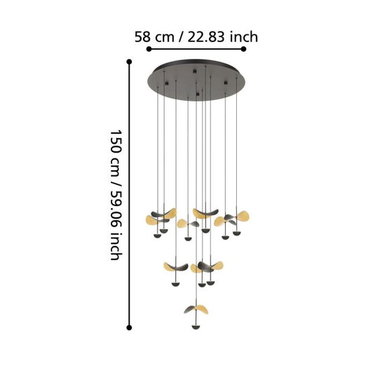 Candeeiro de teto com folhas douradas e LEDs reguláveis DRACERA EGLO