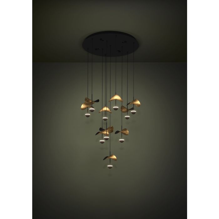 Load image into Gallery viewer, Candeeiro de teto com folhas douradas e LEDs reguláveis DRACERA EGLO
