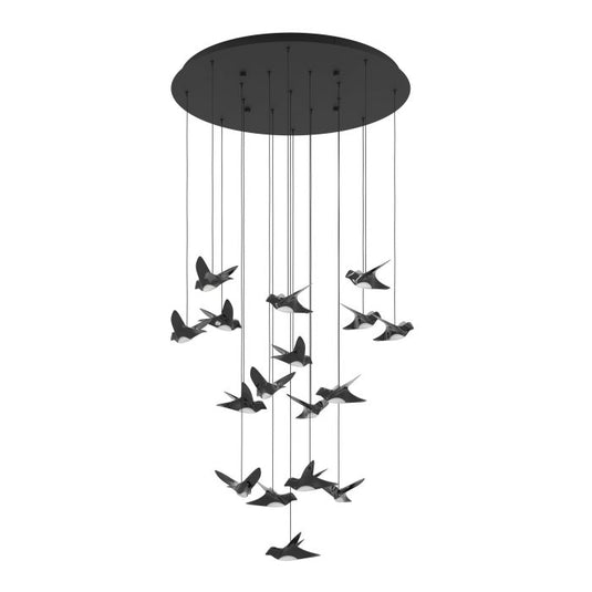 Candeeiro de teto pendente LED com 17 pássaros níquel-nero PARATEBUENO EGLO