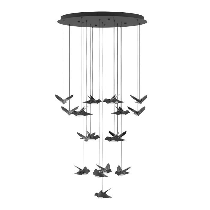 Load image into Gallery viewer, Candeeiro de teto pendente LED com 17 pássaros níquel-nero PARATEBUENO EGLO
