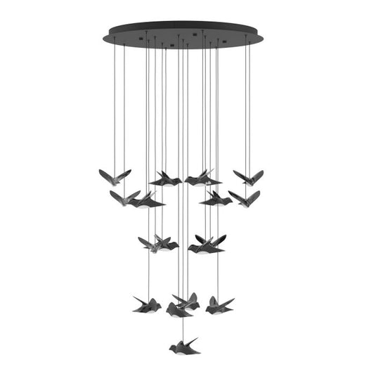 Candeeiro de teto pendente LED com 17 pássaros níquel-nero PARATEBUENO EGLO