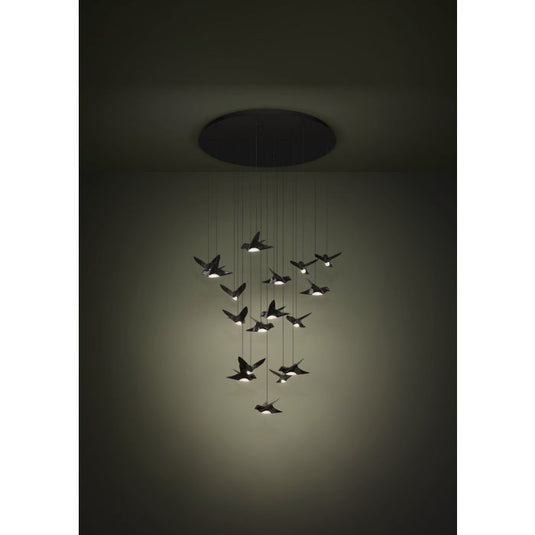 Candeeiro de teto pendente LED com 17 pássaros níquel-nero PARATEBUENO EGLO