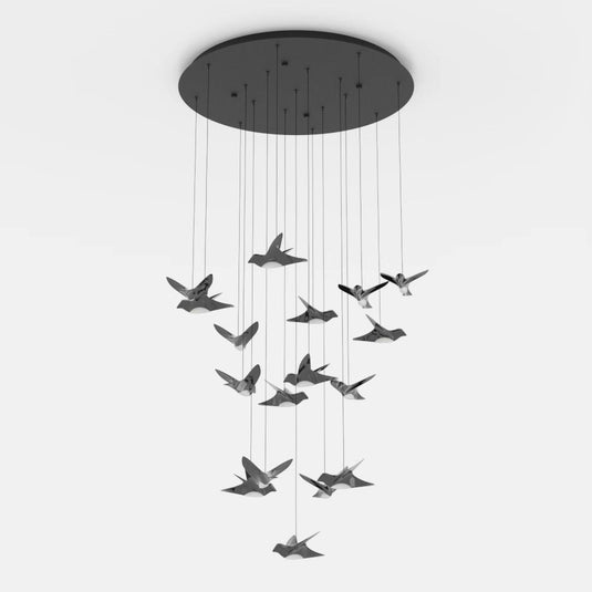 Candeeiro de teto pendente LED com 17 pássaros níquel-nero PARATEBUENO EGLO