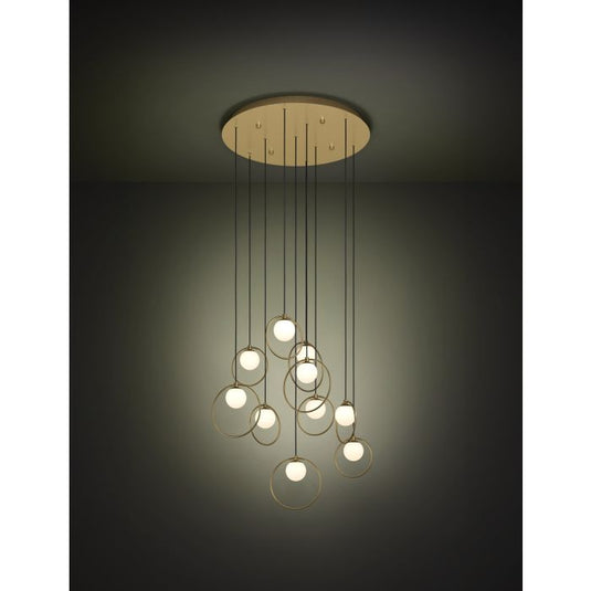 Candeeiro de teto LED com baldaquim em latão e esferas opalas PORTOCOLOM EGLO