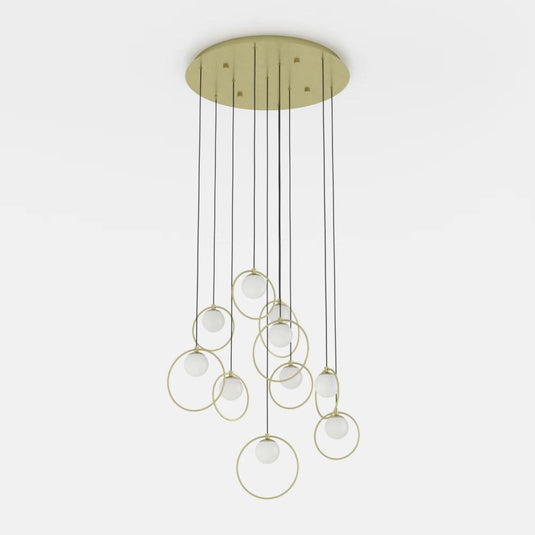 Candeeiro de teto LED com baldaquim em latão e esferas opalas PORTOCOLOM EGLO