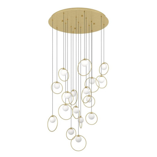 Candeeiro de teto LED com baldaquim em latão e esferas opalas PORTOCOLOM EGLO