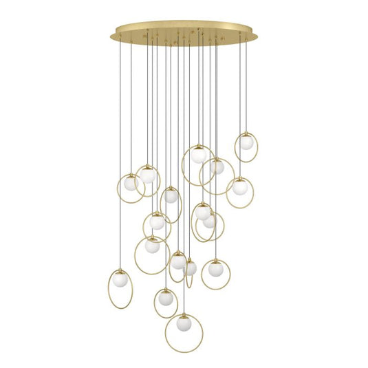 Candeeiro de teto LED com baldaquim em latão e esferas opalas PORTOCOLOM EGLO