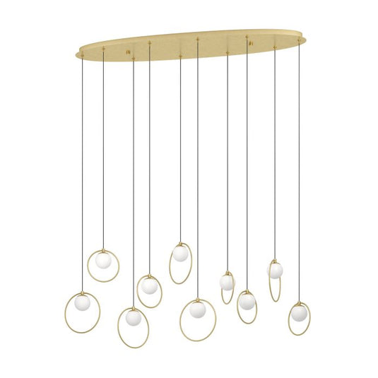 Candeeiro de teto LED com baldaquim em latão e esferas opalas PORTOCOLOM EGLO