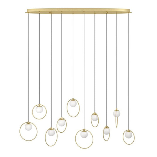 Candeeiro de teto LED com baldaquim em latão e esferas opalas PORTOCOLOM EGLO