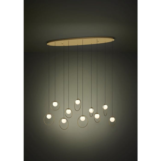 Candeeiro de teto LED com baldaquim em latão e esferas opalas PORTOCOLOM EGLO