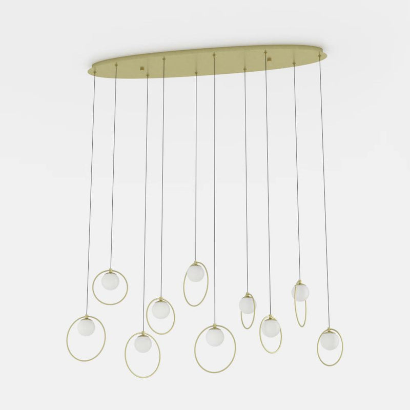 Carregue imagem no visualizador da galeriaCandeeiro de teto LED com baldaquim em latão e esferas opalas PORTOCOLOM EGLO

