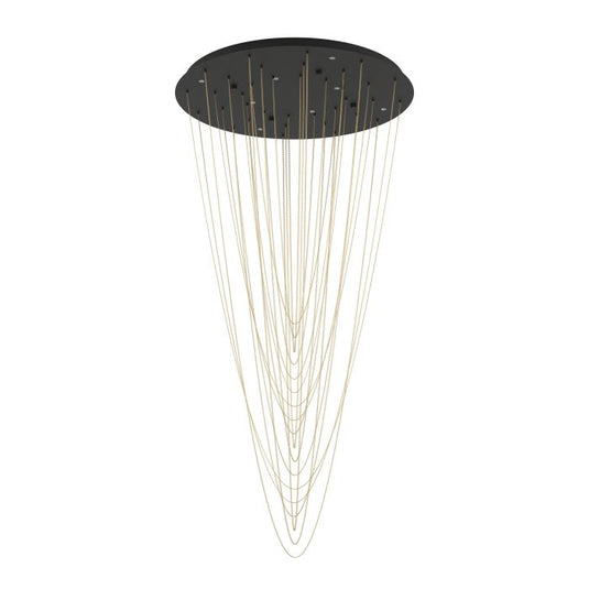Candeeiro de teto LED com baldaquim de metal preto e correntes douradas TREPUCO EGLO