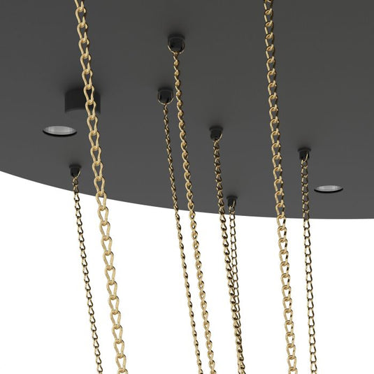 Candeeiro de teto LED com baldaquim preto e correntes douradas TREPUCO EGLO