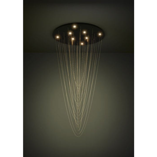 Candeeiro de teto LED com baldaquim preto e correntes douradas TREPUCO EGLO