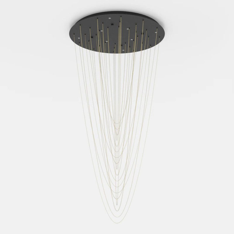 Cargue la imagen en el visor de la galería, Candeeiro de teto LED com baldaquim preto e correntes douradas TREPUCO EGLO
