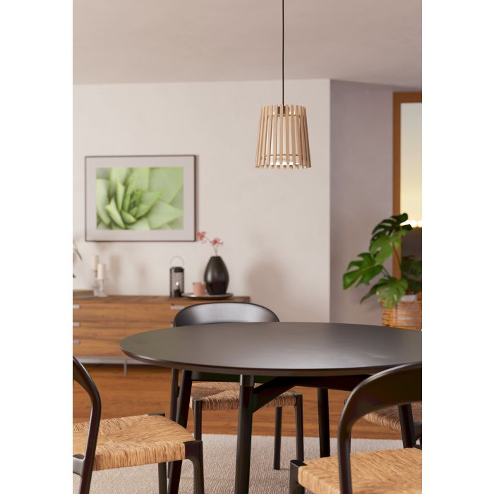 Load image into Gallery viewer, FATTORIA Candeeiro de Teto Suspenso em Madeira Natural e Tecido Branco

