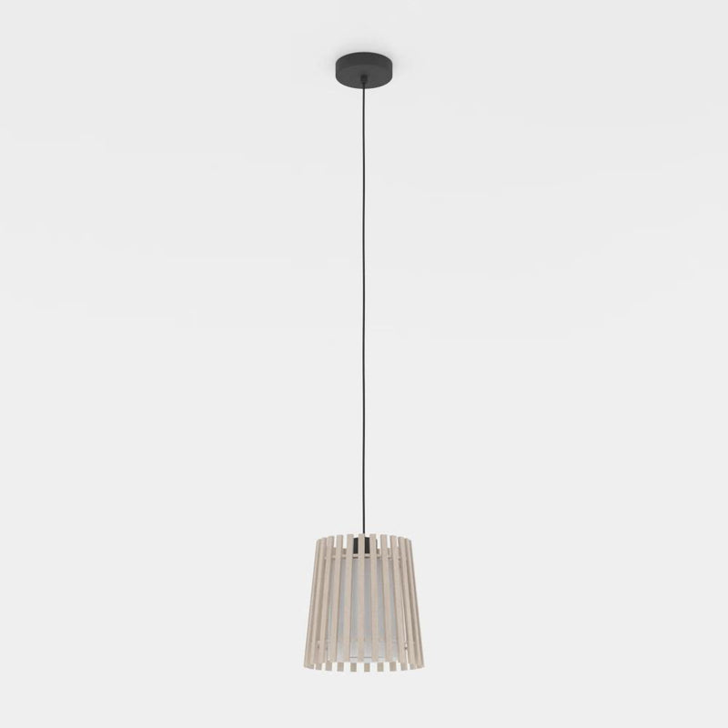 Load image into Gallery viewer, FATTORIA Candeeiro de Teto Suspenso em Madeira Natural e Tecido Branco
