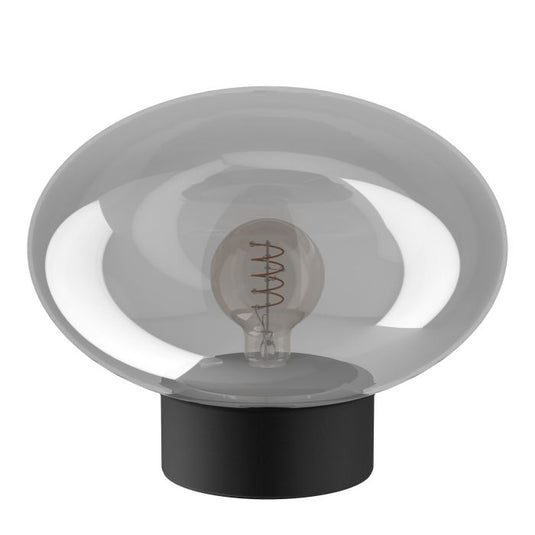 Candeeiro de mesa com vidro cinzento fumado e base preta MADONNINA EGLO