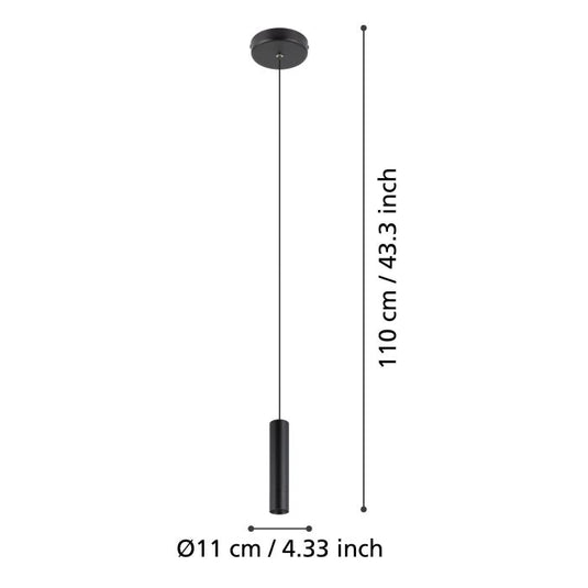 ALMUDAINA Candeeiro de Teto Suspenso LED em Aço Preto 110cm