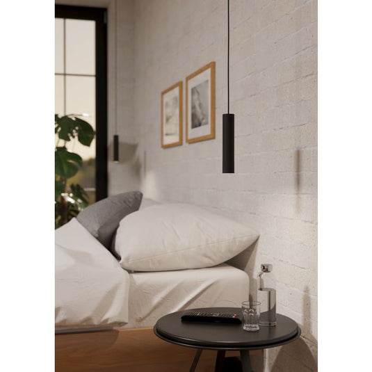 ALMUDAINA Candeeiro de Teto Suspenso LED em Aço Preto 110cm
