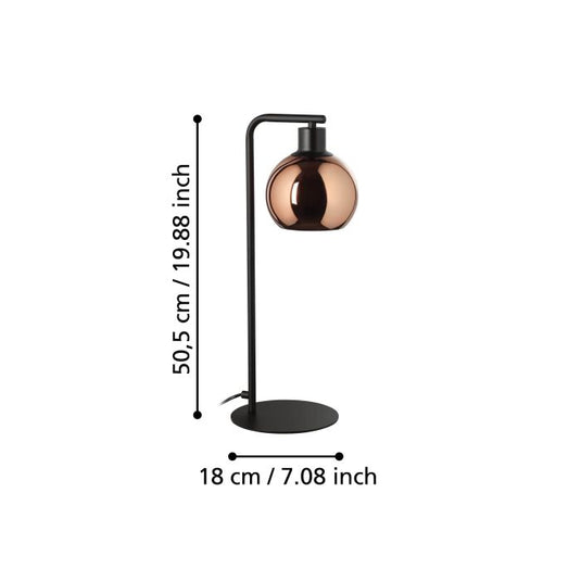 Candeeiro de Mesa com Base em Metal Preto e Esfera de Vidro CORDOBA EGLO