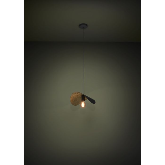 Load image into Gallery viewer, SACEDA Candeeiro de Teto Suspenso Preto e Dourado 41 cm
