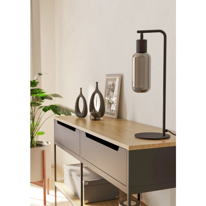 Chargez l'image dans la visionneuse de la galerie, Candeeiro de Mesa com Vidro Cinza Translúcido MAIONE EGLO
